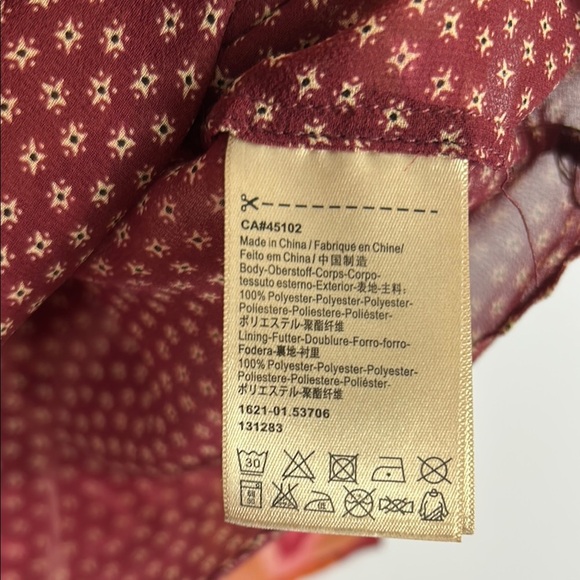 Scotch & Soda Patterned Red and Green Short Sleeve Top Women's Top Size 2 - Picture 7 of 9